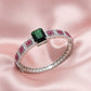 Emerald Charm Bracelet with Ruby-Toned CZ Inlay