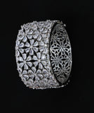 Crystal Bloom Cuff – Floral CZ Wide Bracelet