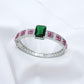 Emerald Charm Bracelet with Ruby-Toned CZ Inlay