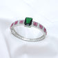 Emerald Charm Bracelet with Ruby-Toned CZ Inlay