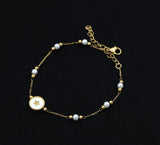 22K Gold-Plated  Star Charm Pearl Beaded Gold Bracelet– Anti-Tarnish Stainless steel