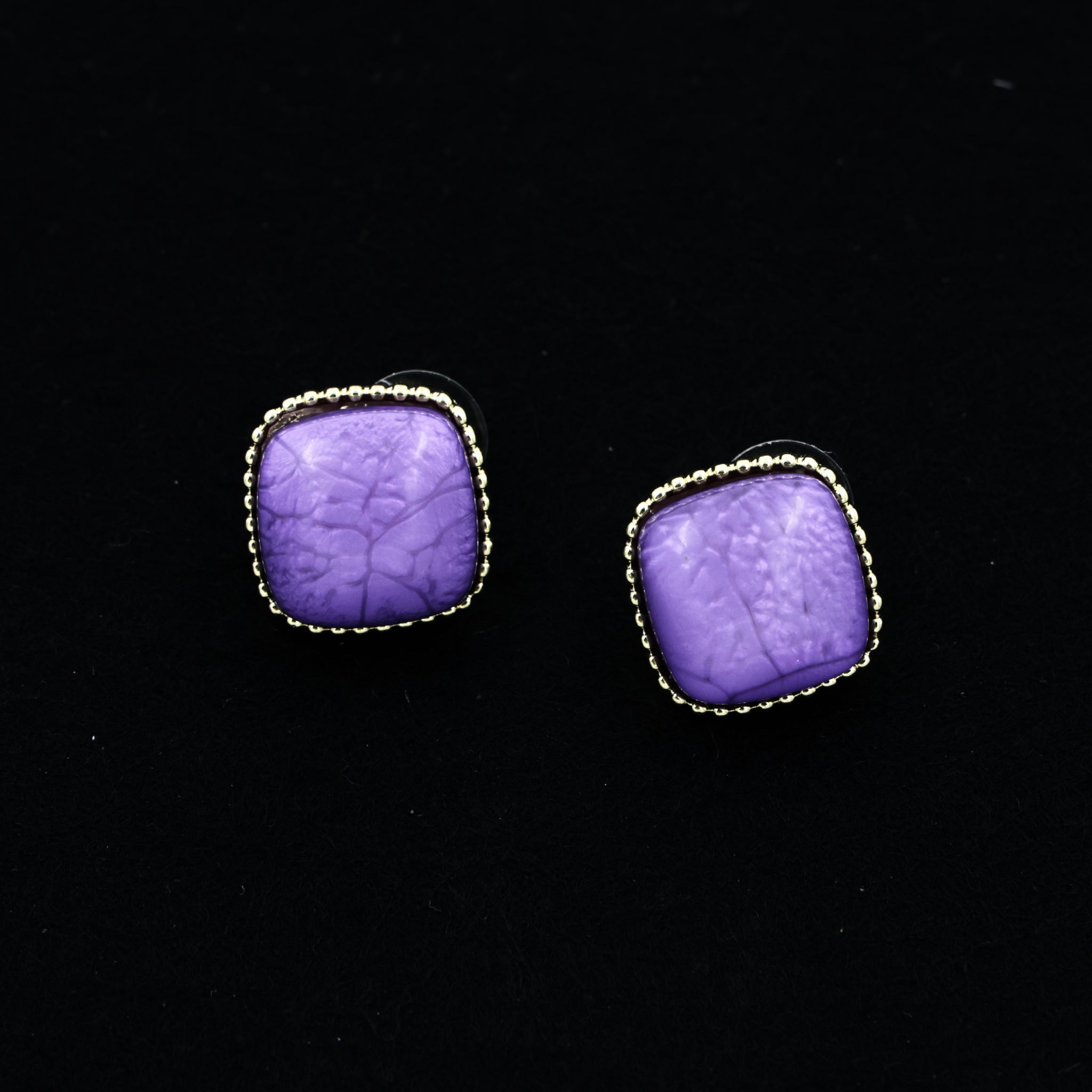 Lilac Luxe Stud Earrings – Bold Purple Textured Stone Studs