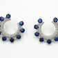 Gleam Crescent Earrings – Sapphire Blue & CZ Studded Hoops