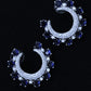 Gleam Crescent Earrings – Sapphire Blue & CZ Studded Hoops