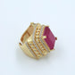 Royal Ruby Gold-Plated Statement Ring