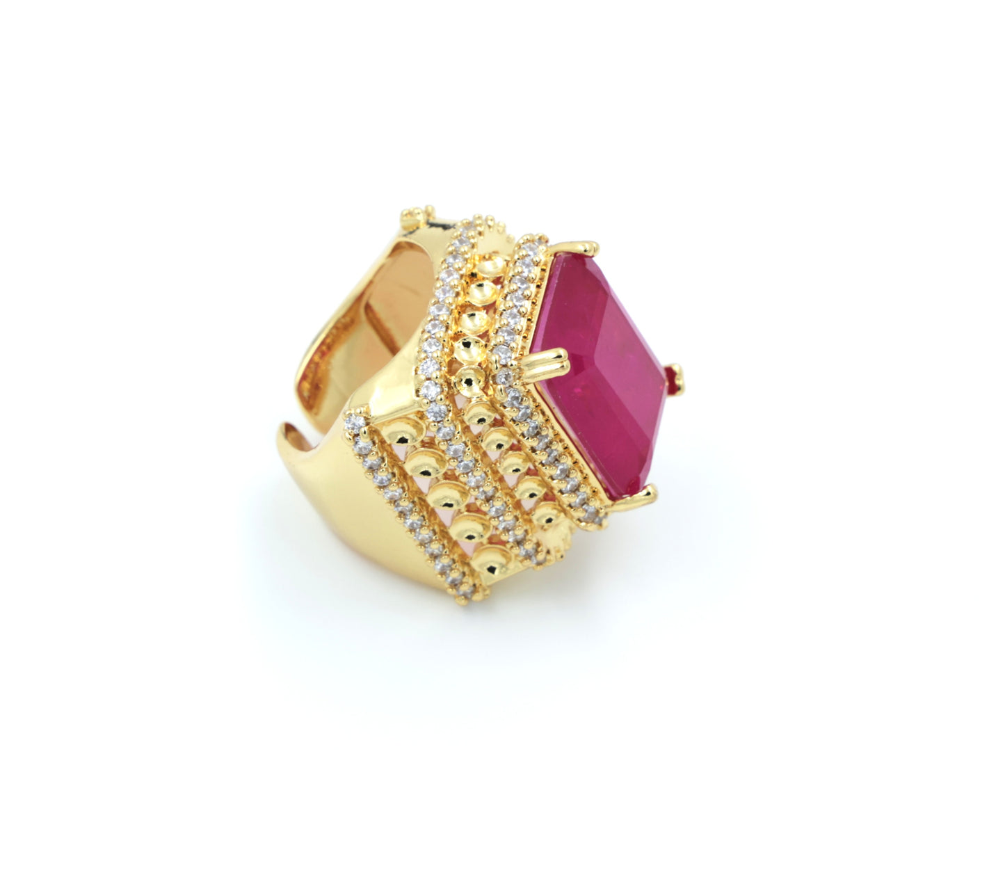 Royal Ruby Gold-Plated Statement Ring