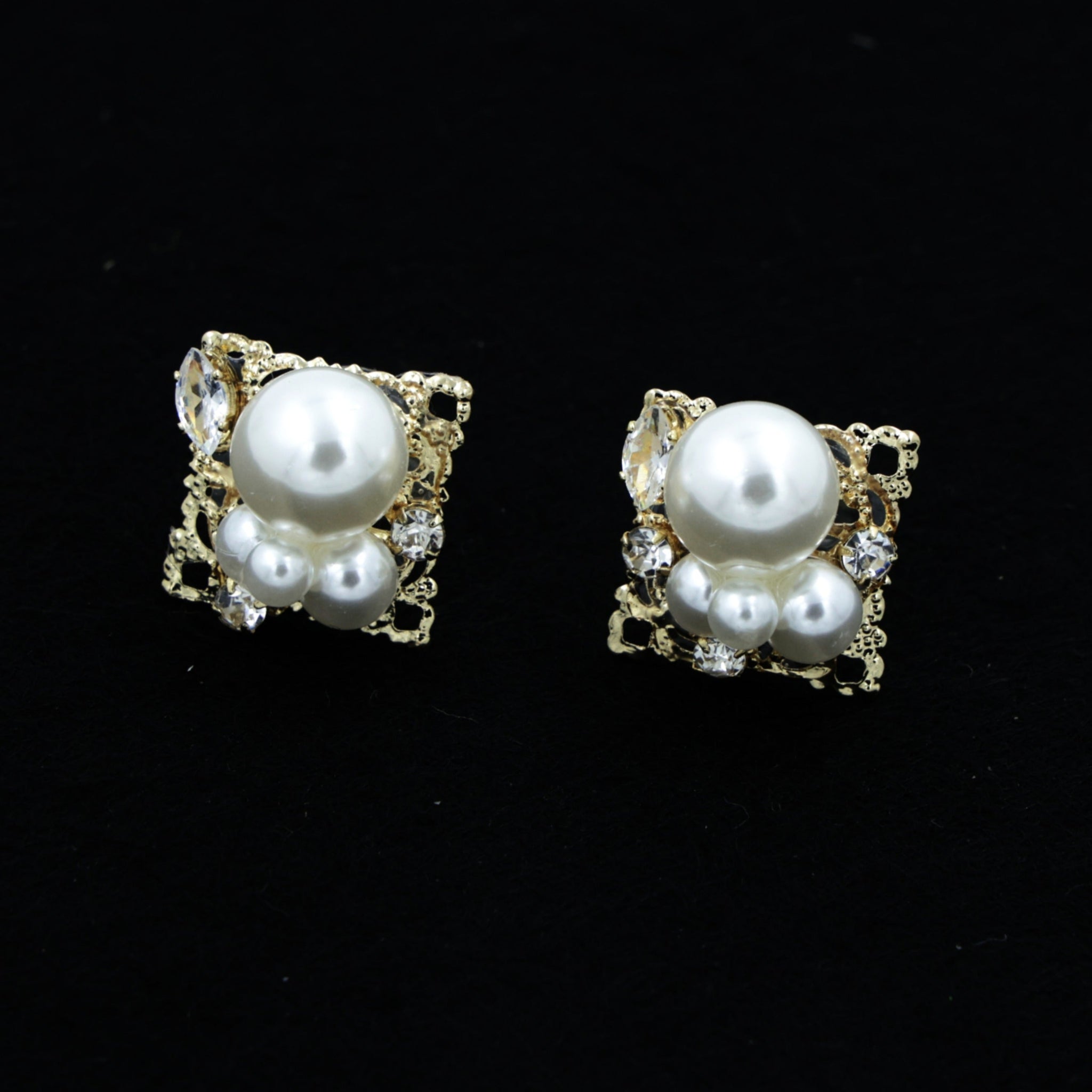 Regal Pearl Luxe Stud Earrings - with CZ Sparkle