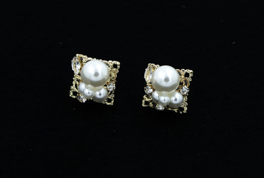 Regal Pearl Luxe Stud Earrings - with CZ Sparkle