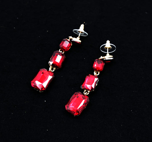 Crimson Royale Drop Earrings — Bold Red Crystal Dangles