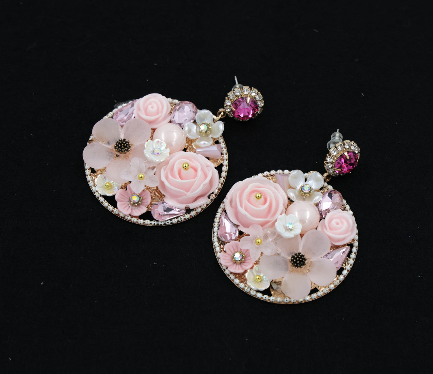Blush Bloom Statement Earrings – Floral Fantasy in Pink