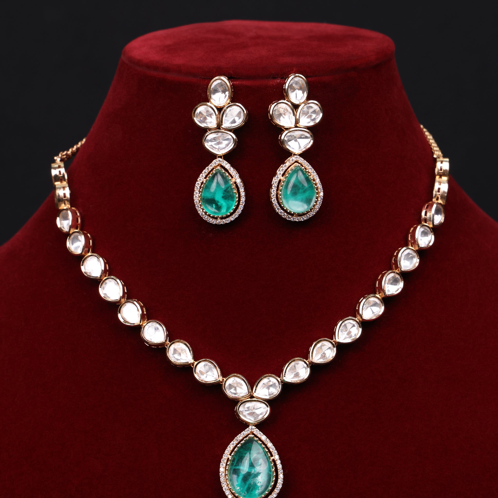 Emerald Enchantment Kundan Jewelry Set