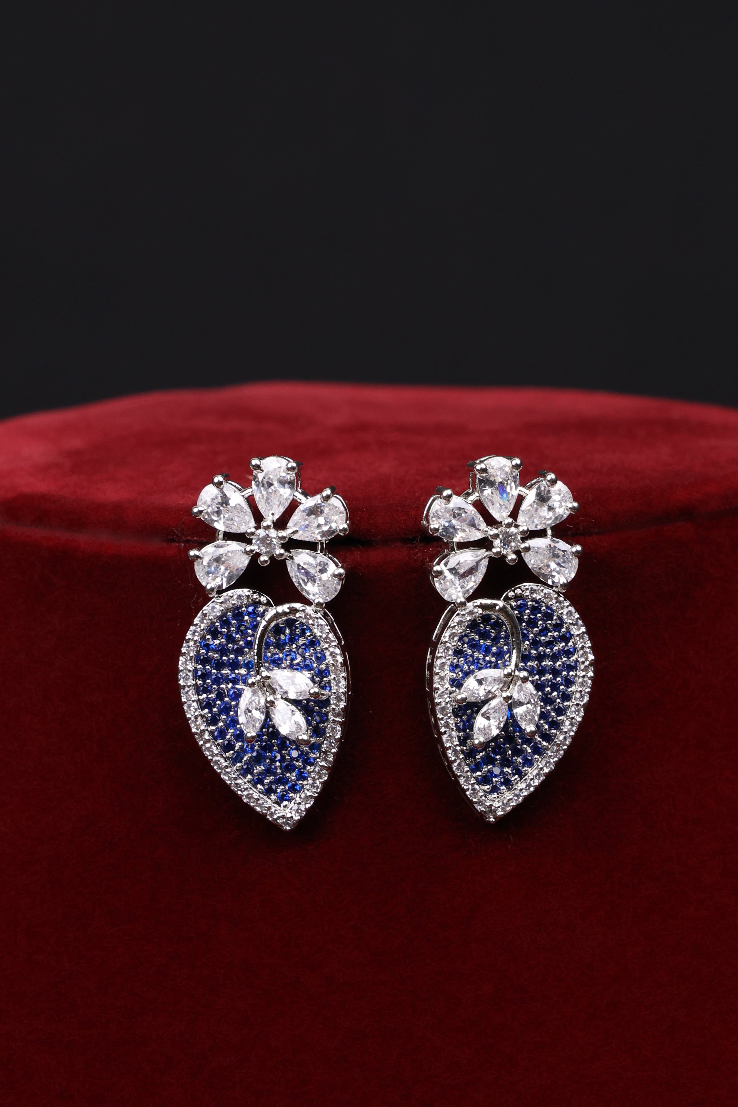 Sapphire Bloom CZ Necklace Set