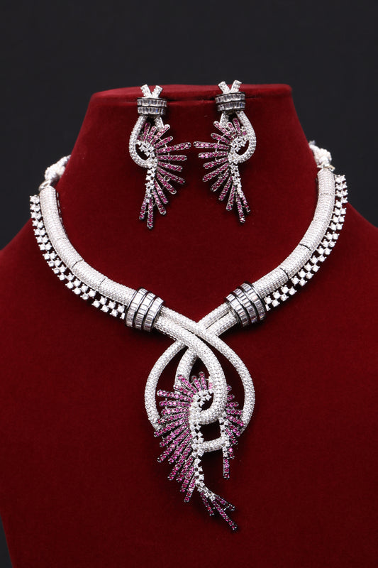 Stellar Silver Crystal Necklace Set