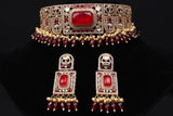 Premium  Regal Kundan Ruby Choker Necklace and Earring set