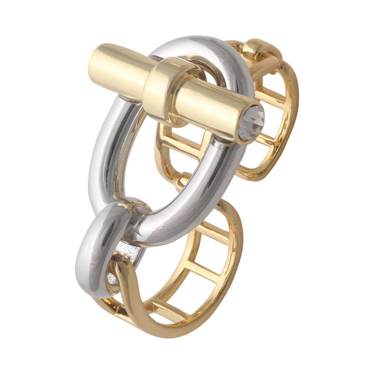 Dual-Tone Statement Ring – Bold & Modern