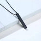 Unisex Matte Black Vertical Bar Pendant – Minimalist Chain Necklace