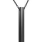 Unisex Matte Black Vertical Bar Pendant – Minimalist Chain Necklace