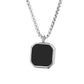 Onyx Edge Pendant Chain – Minimalist Black Square Charm
