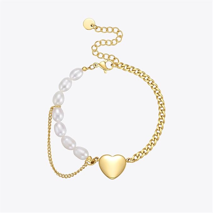 Amora Heart & Pearl Bracelet - Tarnish Resistant