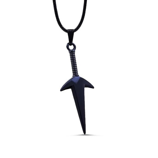 Midnight Dagger Pendant Necklace – Black Steel