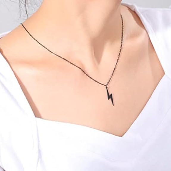 ⚡ Lightning Bolt Pendant Necklace – Bold. Minimal - (Black colour - 1 item)