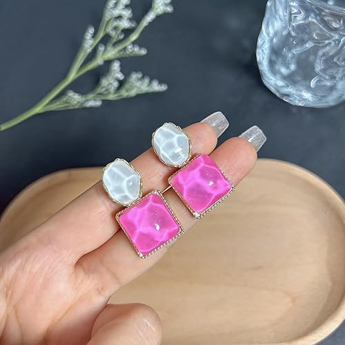 Pink & White Aurora Statement Earrings
