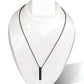 Unisex Matte Black Vertical Bar Pendant – Minimalist Chain Necklace