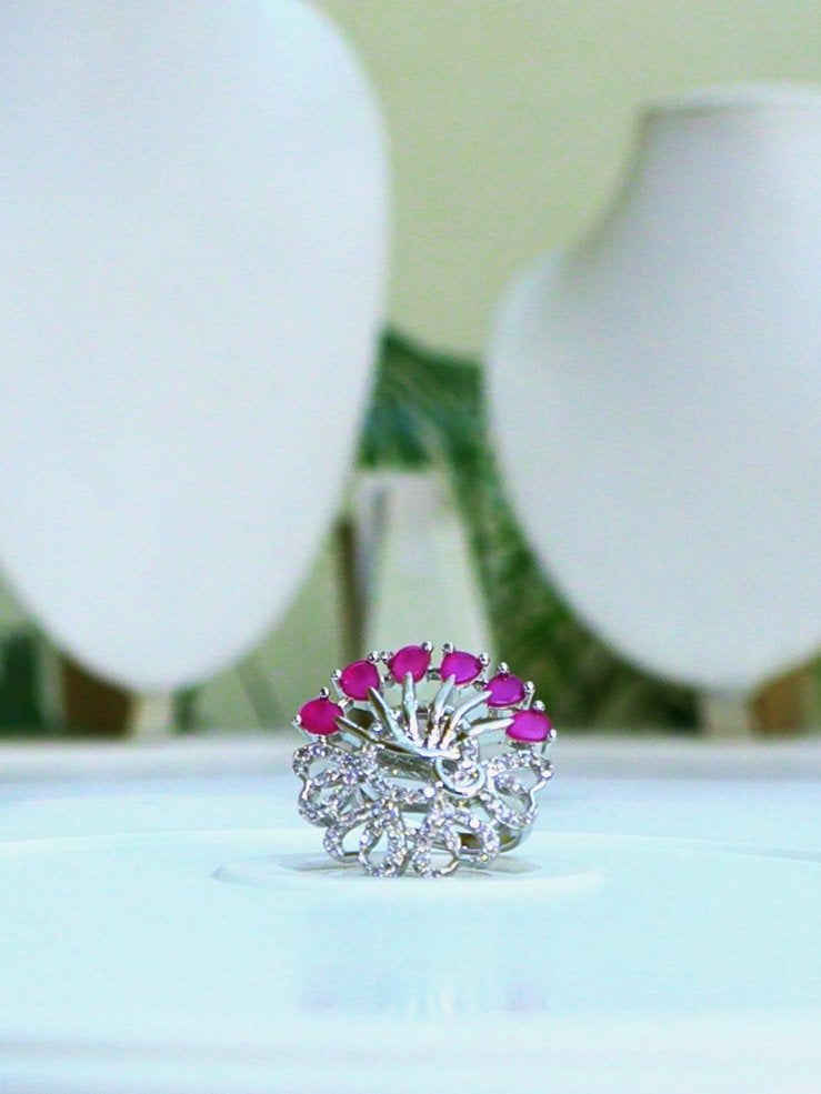 🦚 Peacock Radiance CZ Ring – Grace Meets Glamour