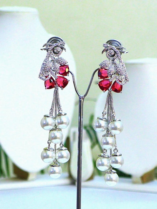 Pearl Éclat – Luxe Drop American Diamond Earrings