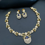 Elegant Crystal Necklace Set with Purple Accent Stone