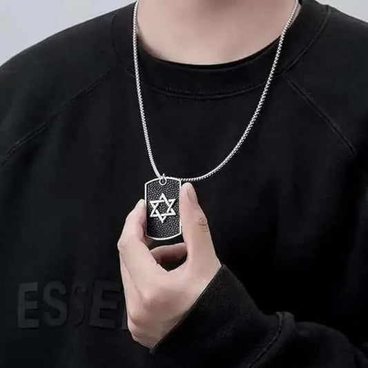 ✡️ Unisex - Hexagram Dog Tag Pendant Necklace – Bold Symbolism, Urban Edge