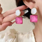Pink & White Aurora Statement Earrings