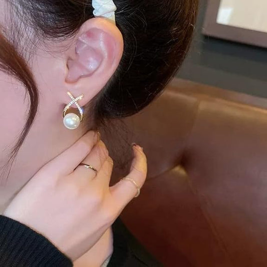 Twist & Pearl Elegance Stud Earrings
