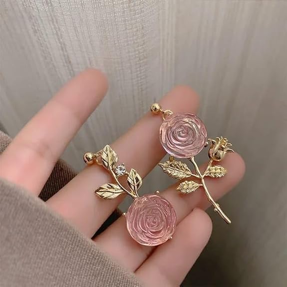 Blushing Rose Asymmetrical Earrings