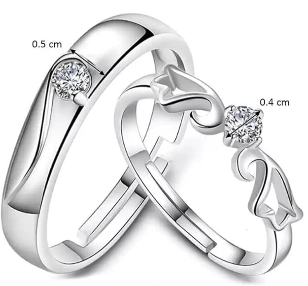 Couple Ring - Wings of Love – Silver plated Couple Ring Set with CZ Stones
