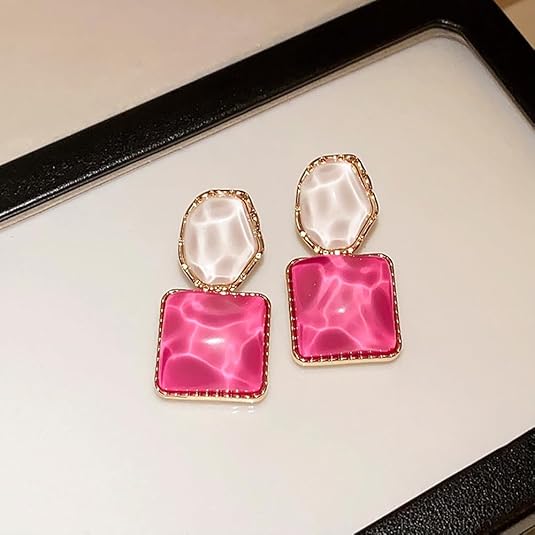 Pink & White Aurora Statement Earrings
