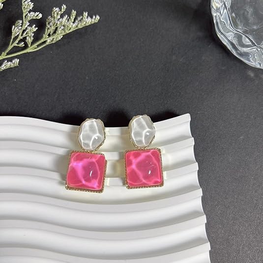 Pink & White Aurora Statement Earrings