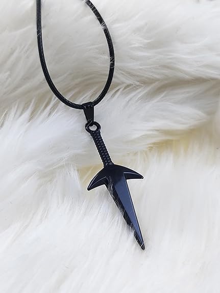 Midnight Dagger Pendant Necklace – Black Steel