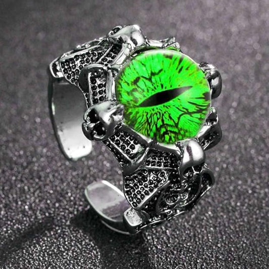 Enchanted Night Dragon Eye Ring – Adjustable Gothic Design