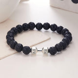 Unisex – Matte Lava Rock Dumbbell Bracelet | Fitness-Inspired Wristwear