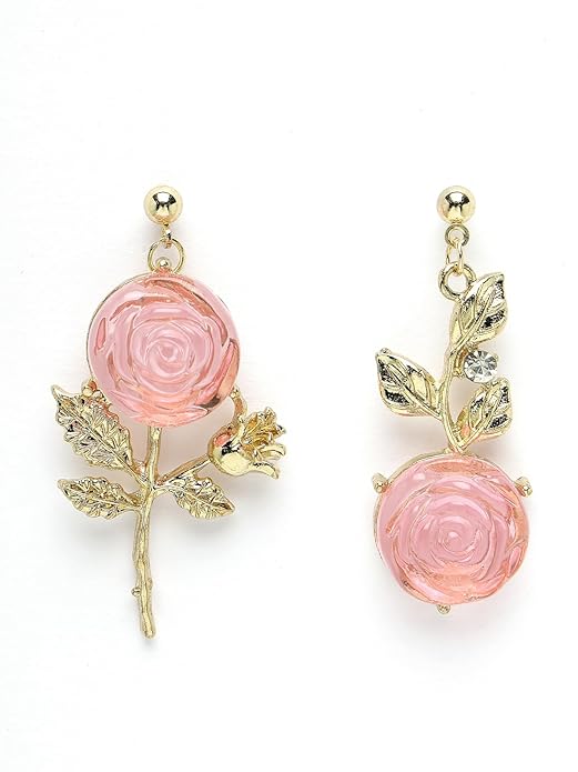 Blushing Rose Asymmetrical Earrings