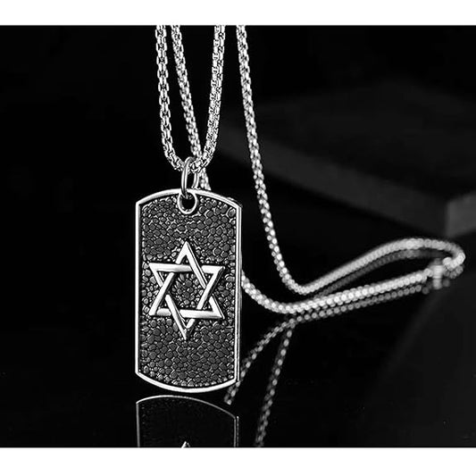 ✡️ Unisex - Hexagram Dog Tag Pendant Necklace – Bold Symbolism, Urban Edge