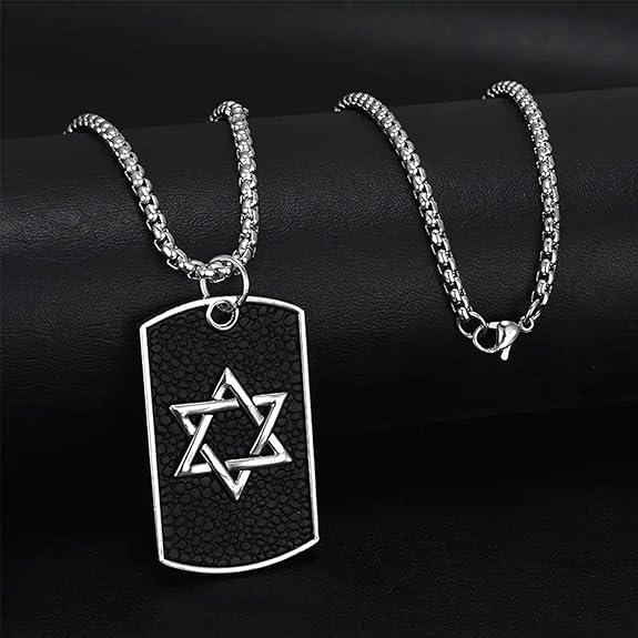 ✡️ Unisex - Hexagram Dog Tag Pendant Necklace – Bold Symbolism, Urban Edge
