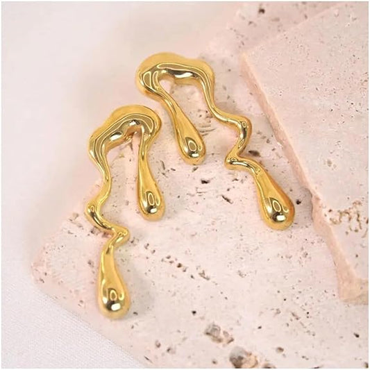 Liquid Gold Flow Earrings - Anti tarnish