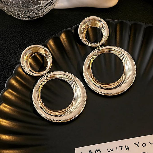 Golden Luxe Geometric Statement Earrings - Anti-tarnish