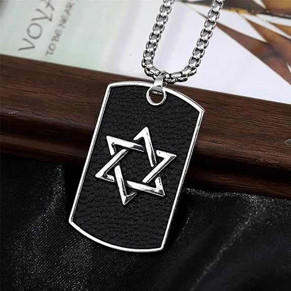 ✡️ Unisex - Hexagram Dog Tag Pendant Necklace – Bold Symbolism, Urban Edge
