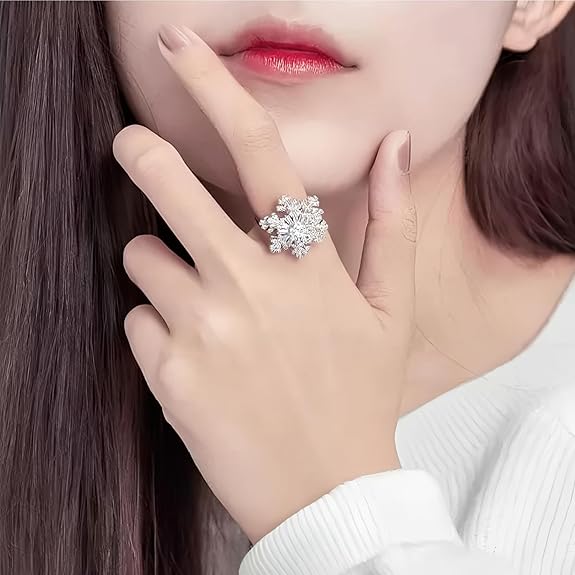 Trending Stellar Snowflake Statement Rotating Ring