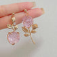 Blushing Rose Asymmetrical Earrings
