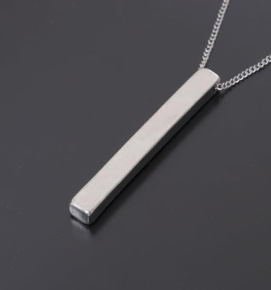 Minimalist Vertical Bar Pendant Necklace – Silver Sleek Edition