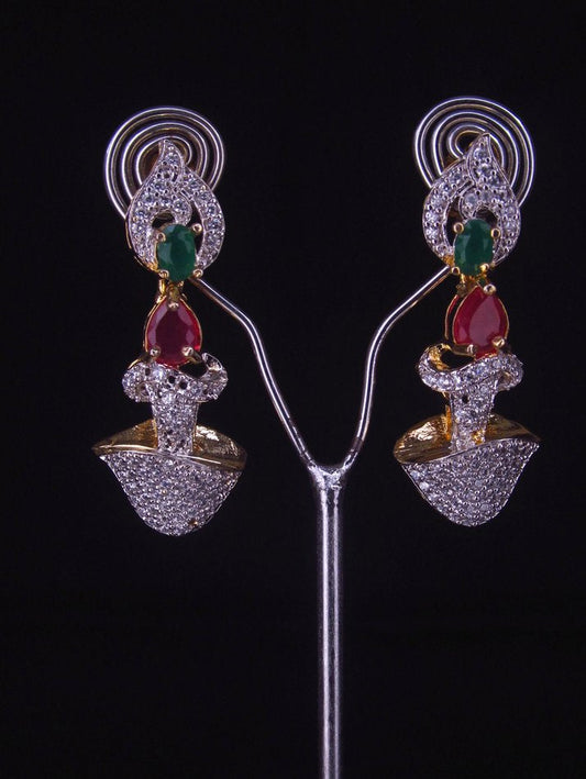 Czar Bloom – Ruby & Emerald American Diamond Earrings